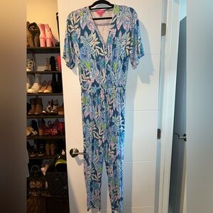 Lilly Pulitzer Floral Jumpsuit in Blue and Green